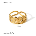Anello aperto placcato oro 18k con design a foglia traforata in acciaio inossidabile - Aperto Regolabile / Oro (HF-J1287)