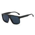 Gafas de sol negras oversize de parte superior plana con lentes azul oscuro y marco grueso - Montura Negra Lentes Gris Negro