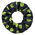 Chouchou élastique en satin noir avec imprimés de balles de tennis vert fluo - Tennis Noir