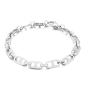 Bracciale a maglia a chicco di caffè in acciaio inossidabile 304 argento lucido - Stile Naso di Maiale Argento (KB160632-Z) / Argento