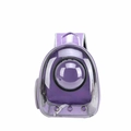 Portable pet carrier backpack with purple finish and large transparent space capsule window - Purple Transparent Shell Space Capsule Black Ring