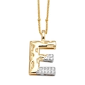 Collier bicolore or et argent avec pendentif lettre E orné de zircons clairs - Lettre E
