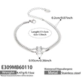 Double-layer silver stainless steel tennis bracelet with square zircon and snake chain - Steel Color White Zirconia (17+5cm)