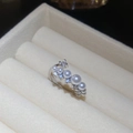 Close-up of elegant open ring with pearls and zircons in a soft velvet jewelry box - Gradient Size Pearl Rhinestone Ring (4#)