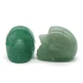 Carved green aventurine quartz crystal skull figurine for Halloween decoration - Green Aventurine