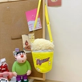 Gelbe Plüsch-Umhängetasche in Popcorn-Form für Kinder mit verstellbarem Gurt - Gelb
