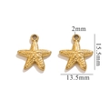 Golden stainless steel starfish charms with 15.5mm height and 2mm hole for DIY jewelry - Small Starfish - Gold