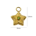 Star-shaped 14K gold-plated stainless steel pendant with green gemstone 9x12mm - Green Zirconia