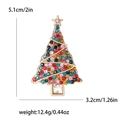 Colorful rhinestone Christmas tree brooch in gold finish with size and weight specs - Christmas Tree-2543-MX (Gold Base Full Multicolor Rhinestone)