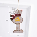 Vintage wooden Christmas reindeer hanging ornament with striped scarf and 15cm height - Style P/Reindeer with Striped Scarf