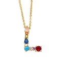 Colorful zircon letter L pendant necklace in 18K gold finish with multi-color gemstones - Letter L