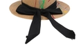Handmade beige straw hat featuring colorful graffiti and a decorative black bow - 56-58cm / Beige Graffiti Straw Hat with Black Bow (AB42)