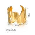 Exaggerated golden hammered stainless steel open heart cuff bracelet for women - Heart Hammered Style (B1121)