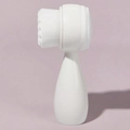 Dual-sided face cleanser brush with soft fibers and silicone massage bristles - Small Standing Bump Facial Brush / White
