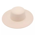 Elegante cappello in feltro di lana beige a tesa larga per donna in stile francese - Taglia unica / Beige