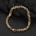 Pulsera de cadena bizantina de 4 mm en oro de 18 quilates con cierre de langosta en piedra - 7 Pulgadas (Longitud 17,78 cm) / Dorado