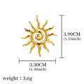 Golden sun-shaped stainless steel pendant with spiral texture for DIY jewelry making - Spiral Pattern Golden Sun (A0013101)