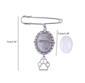 Silver DIY photo brooch pin with vintage oval frame and hollow paw pendant charm - Dog Paw Print