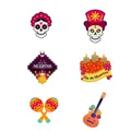 Guirlande mexicaine Jour des Morts avec crânes évidés et mesures des accessoires - Spirales Suspendues Jour des Morts / Lot de 6