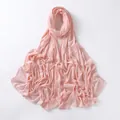 Detail of light pink jersey modal scarf showing soft fabric texture and fine stitched edges - Pale Pink (#5)