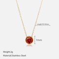 Minimalist gold-plated stainless steel necklace featuring a 7mm red gemstone pendant - January Red (Garnet Color) / Gold