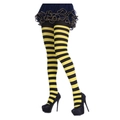 Collants montants pour femmes avec rayures horizontales noires et jaunes vives - Collants rayés jaune et noir