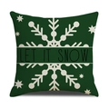 Dark green linen Christmas pillow cover with white Let It Snow and snowflake print - Dark Green Background - LET IT SNOW