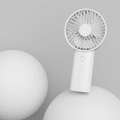 Minimalist white cat-style portable handheld mini fan with USB charging and 3D design - White Premium Box