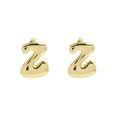 Polished 18k gold plated chunky bubble letter Z stud earrings for a modern minimalist style - Style-Z
