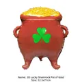 Detailed view of 3D Shamrock Money Pot balloon for St. Patrick's Day, 52.5x71cm size - 3D Clover Pot of Gold / 52.5x71cm