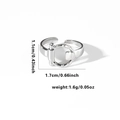 Silver stainless steel hug ring with adjustable buckle design and product size dimensions - Tyr0333 / Adjustable Open