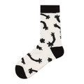 Street style white cotton socks with black abstract patterns and contrast heel - 28 (Black & White Hands)