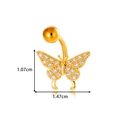 Golden butterfly navel ring with crystal rhinestones, measuring 1.07cm by 1.47cm size - Butterfly Style (2601-6# Gold)