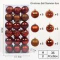 36-piece 6cm bronze Christmas ornaments set with glitter, matte and glossy finishes - Brown Coffee (R2-40)