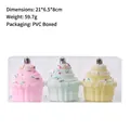 Three pastel cupcake Christmas ornaments in pink mint and yellow with frosting texture - Cupcake