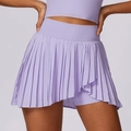 Gonna-pantalone sportiva a pieghe color lavanda con vita alta in tessuto elasticizzato - S / Viola Romantico