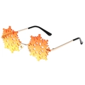 Rimless snowflake sunglasses with orange gradient lenses and gold metal frame - Gold Frame Orange Yellow Lens
