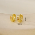 Close-up of gold-plated hoop earrings with yellow gems showing 1.3cm height measurement - One Pair / Gold (E071316k4)