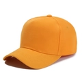 Close-up of bright orange five-panel baseball cap in premium cotton twill texture - Adjustable / Orange Coarse Texture Five-Panel Blank