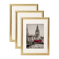 Set di tre eleganti cornici dorate con tappetini bianchi e stampe artistiche di Londra - 6 Pollici / Oro