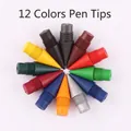 Set of 12 multi-colored replaceable inkless pencil tips with screw-on threaded interface - Color Replacement Pen Nib Full Set / Colorful