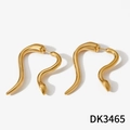 Minimalist snake-shaped earrings in polished gold-plated 316L stainless steel design - Gold (DK3465)