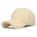 Minimalist beige sherpa fleece baseball cap for autumn winter warmth in solid color - Adjustable / Light Beige