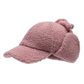 Casquette de baseball en polaire sherpa rose avec cache-oreilles pour l'hiver - Réglable / Violet
