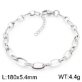 Minimalist double layer stainless steel link chain bracelet in polished silver finish - Silver Wide Link Style (KB188521-Z)