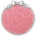 Pink translucent 2.5mm glass seed beads in a round silver tray for DIY jewelry making - Crimson (10g/Pack Approx 700pcs)