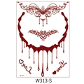 Waterproof henna lace tattoo sticker W-313 with red floral necklace and Love design - Pendant Flower With Love Characters (W313-S)