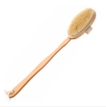 Natural wooden long-handle bath brush with dual-sided bristles and white hanging rope - Premium Single-Sided Detachable Brush 41x6.5cm