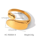 Detailed view of the 18K gold-plated stainless steel open ring with specific dimensions - Asymmetric Open Style (HC-R30004-8)