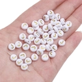 White acrylic flat round bead with golden letter J for DIY jewelry making 4x7mm size - Letter J